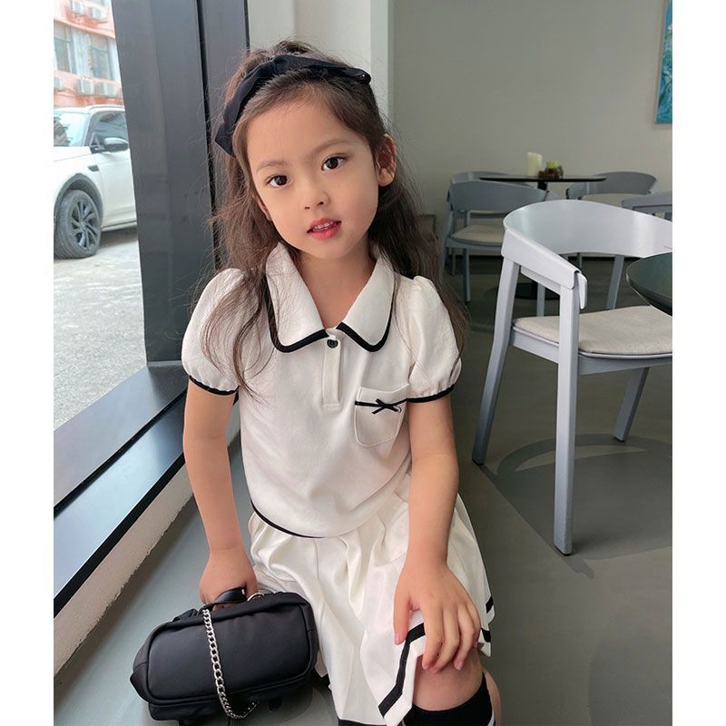 Picture of Children's Casual Suit 2025 Summer New Fashion Girls Sportswear Short-Sleeved Skirt Two-Piece Set Thin Trendy