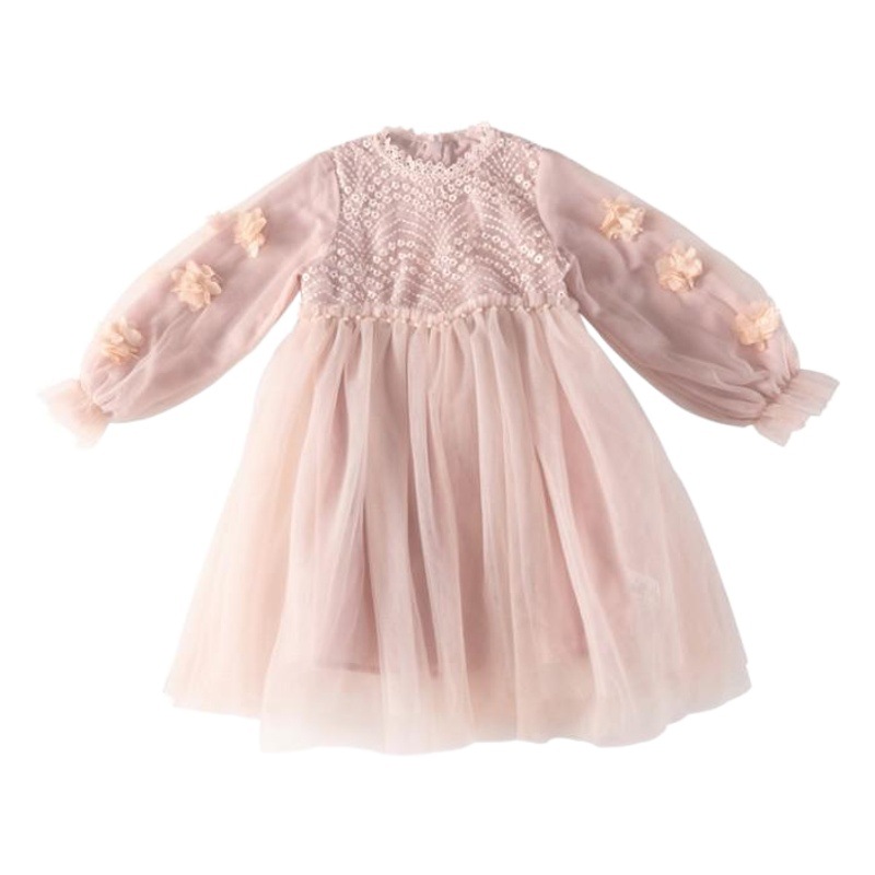 Girls' dress Spring 2025 New Korean Style Girl Princess Dress Autumn and Winter fleece-lined Children's Mesh Dress