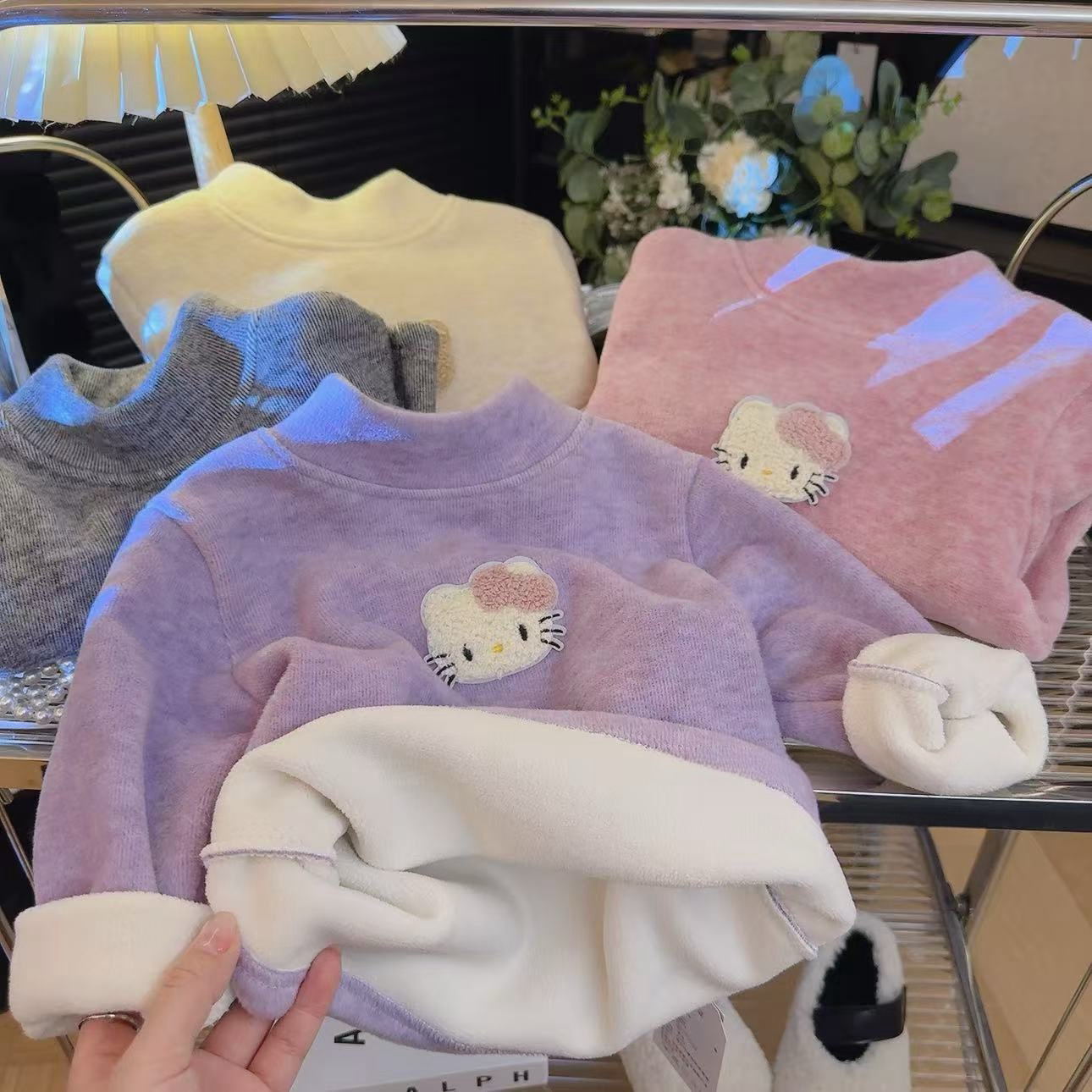 Picture of Autumn and Winter Cartoon Colorful Koala Velvet Thickened Base Shirt Top Wool Silk Warm for Boys and Girls