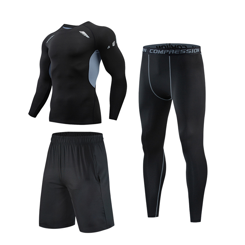 Picture of Fitness Clothes Running Clothes Men's Summer Ice Silk Quick-drying Clothes Equipment Training Hall Long-sleeved Physical Fitness Sportswear suit