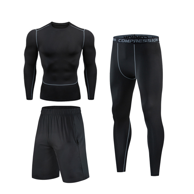 Picture of Fitness Clothes Running Clothes Men's Summer Ice Silk Quick-drying Clothes Equipment Training Hall Long-sleeved Physical Fitness Sportswear suit