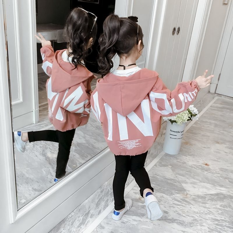 Picture of Girls' 2020 new spring and autumn coat Korean style autumn clothing children's medium and big children hooded little girl loose jacket top