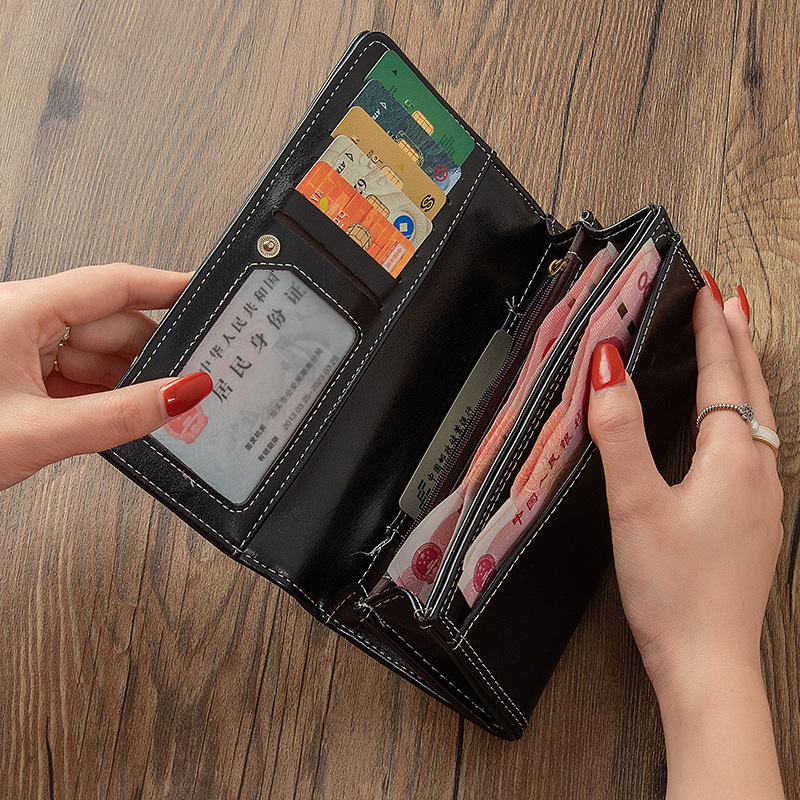 Picture of Women's Wallet Long Retro European and American Zipper Large Capacity Multi-card Foreign Trade Multi-function Two-fold Student Clutch Bag