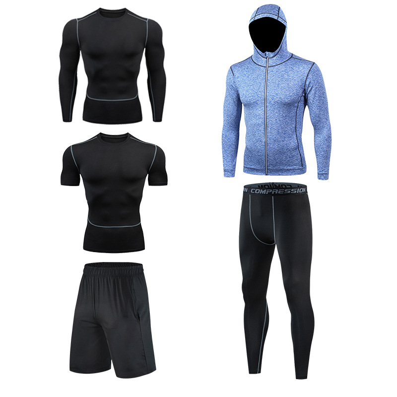 Picture of Fitness Clothes Running Clothes Men's Summer Ice Silk Quick-drying Clothes Equipment Training Hall Long-sleeved Physical Fitness Sportswear suit