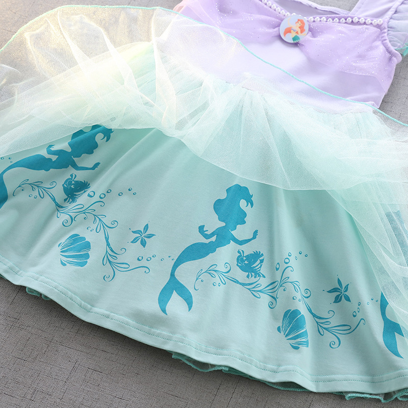 Picture of Foreign Trade Children's Clothing 2025 Spring and Summer New Girls' Dress Cotton Sleeveless Mermaid Print Dress Princess Dress